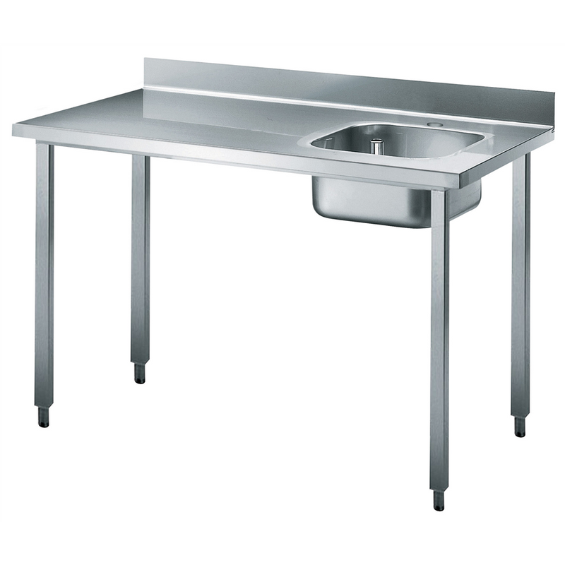 Zanussi rustfrit stålbord med vask i højre side - 70 cm dyb - 140 cm bred
