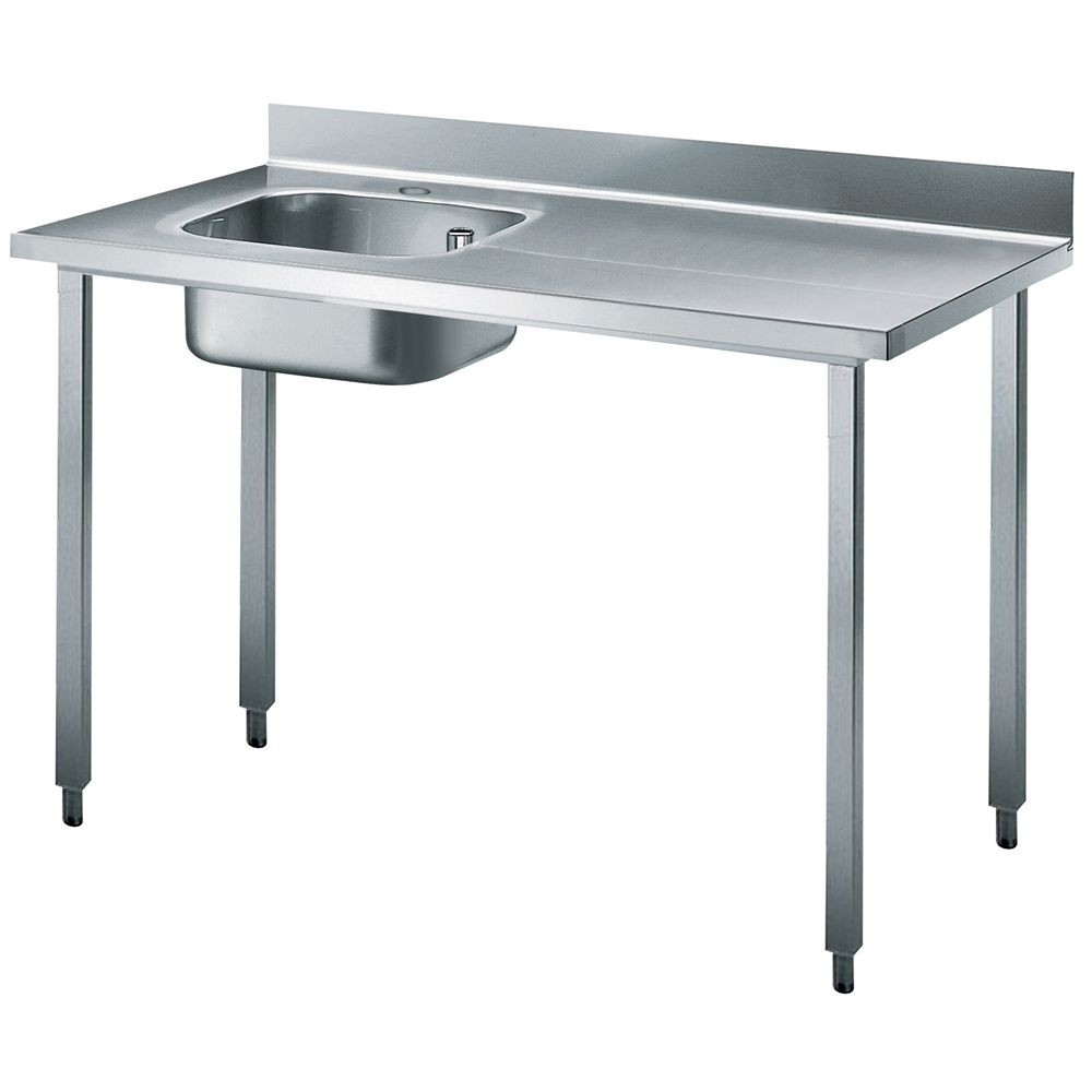 Zanussi rustfrit stålbord med vask i venstre side - 70 cm dyb - 140 cm bred
