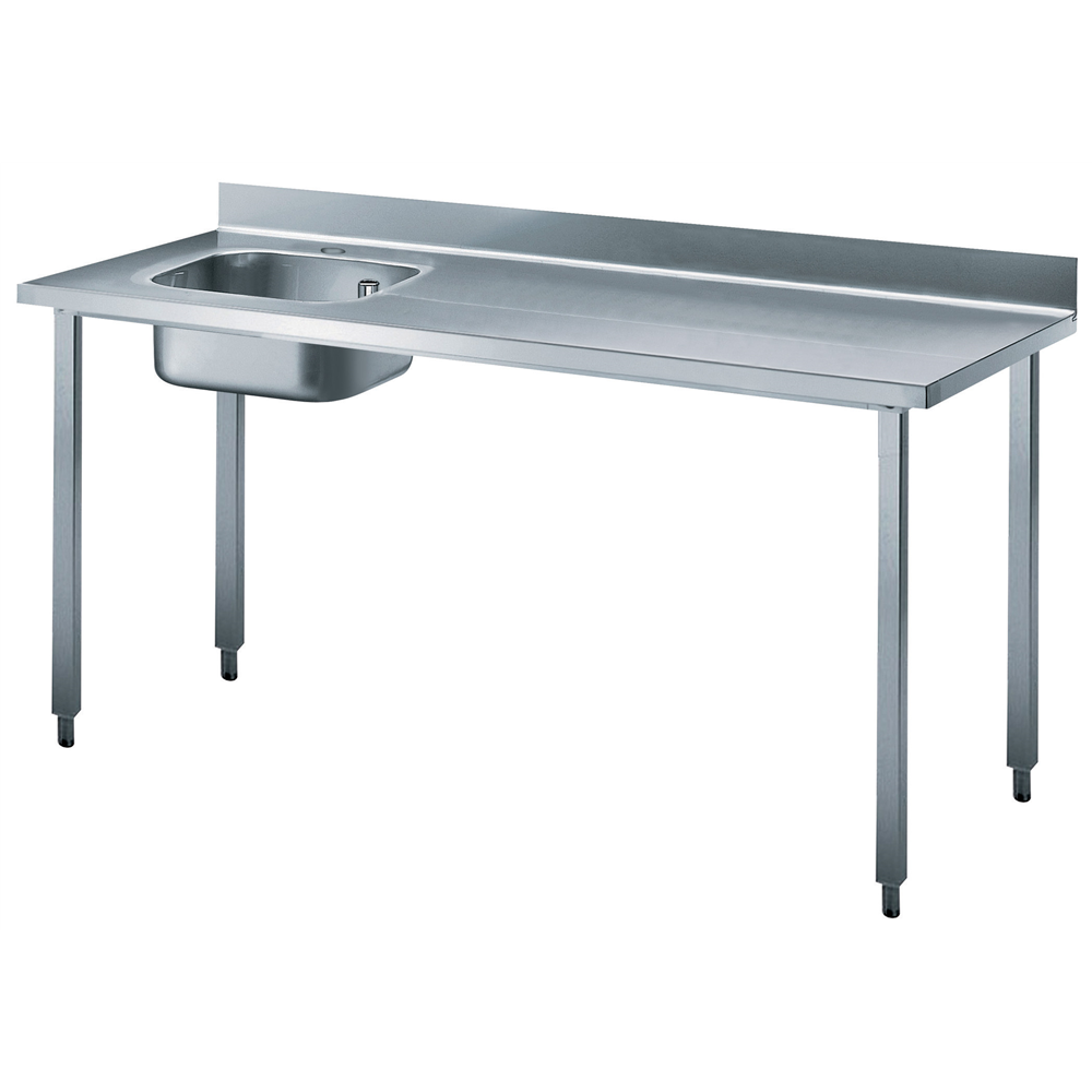 Zanussi rustfrit stålbord med vask i venstre side - 70 cm dyb - 180 cm bred