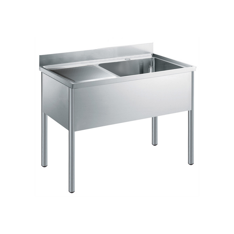 Zanussi rustfrit stålbord med vask i højre side - 70 cm dyb - 120 cm bred