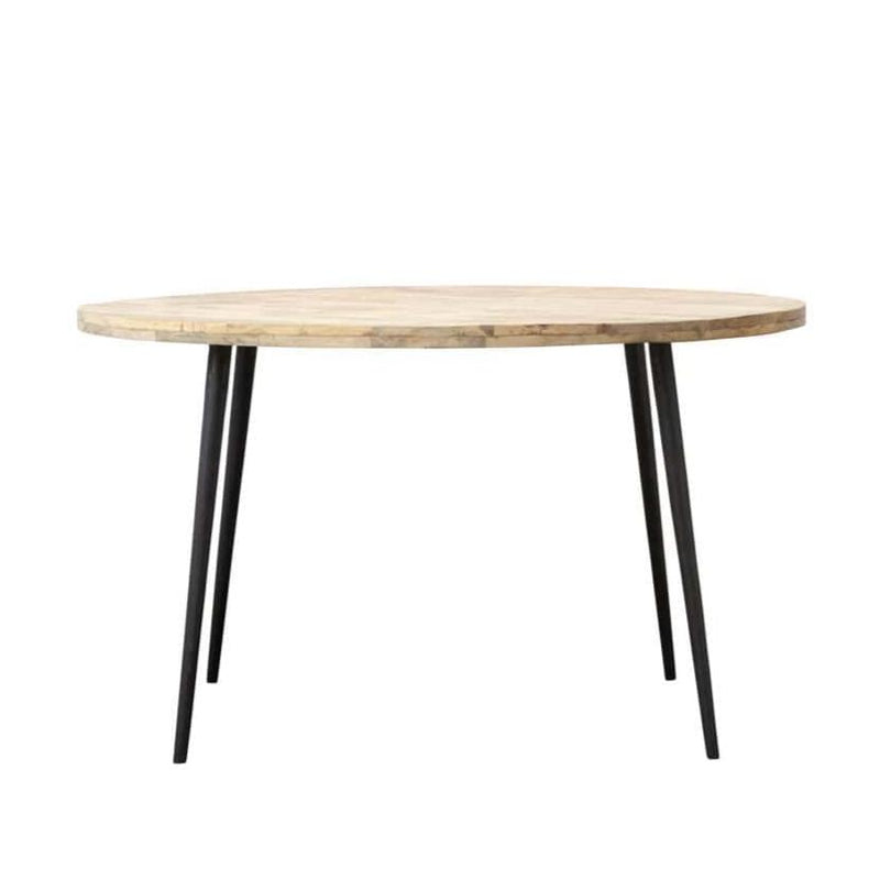 Cafébord - HDClub, Natur - Jern og mangotræ - Ø130 cm - inde (UDGÅET)