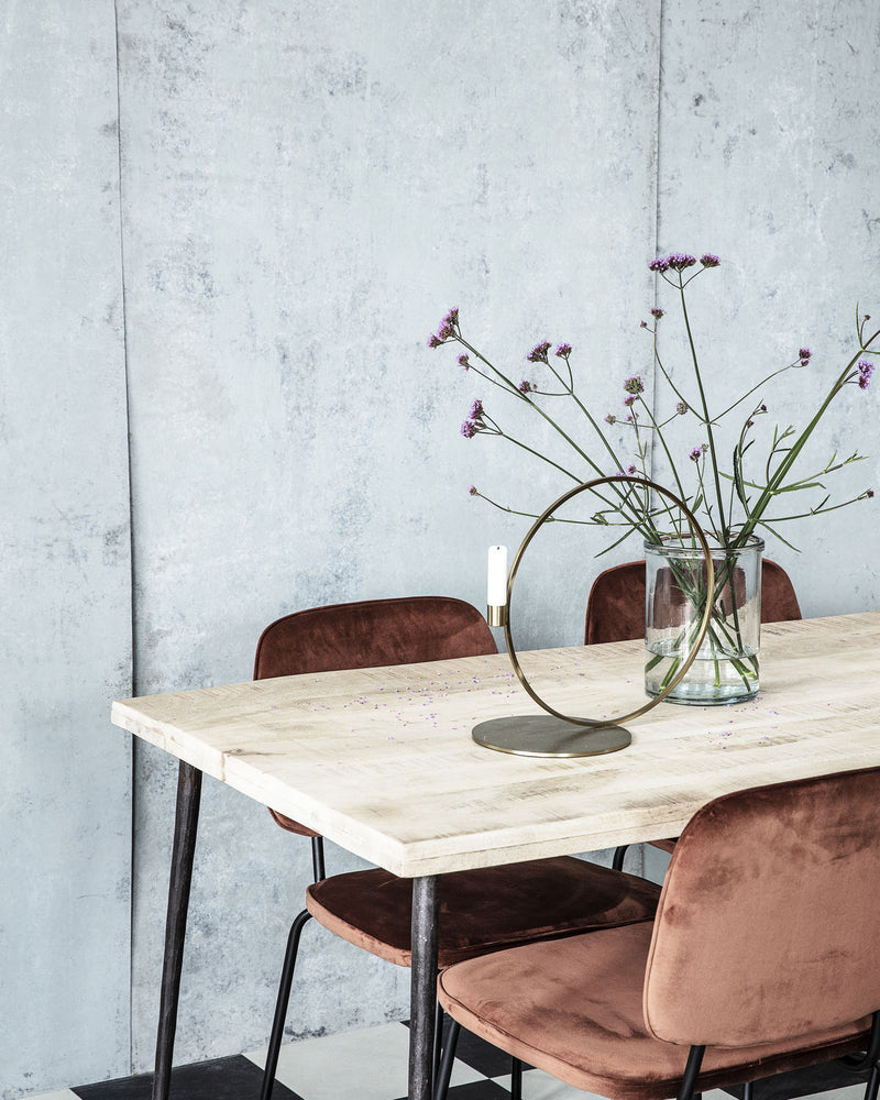 Cafébord - HDSlated, Natur - Jern og mangotræ - 140x80 cm - inde (UDGÅET)