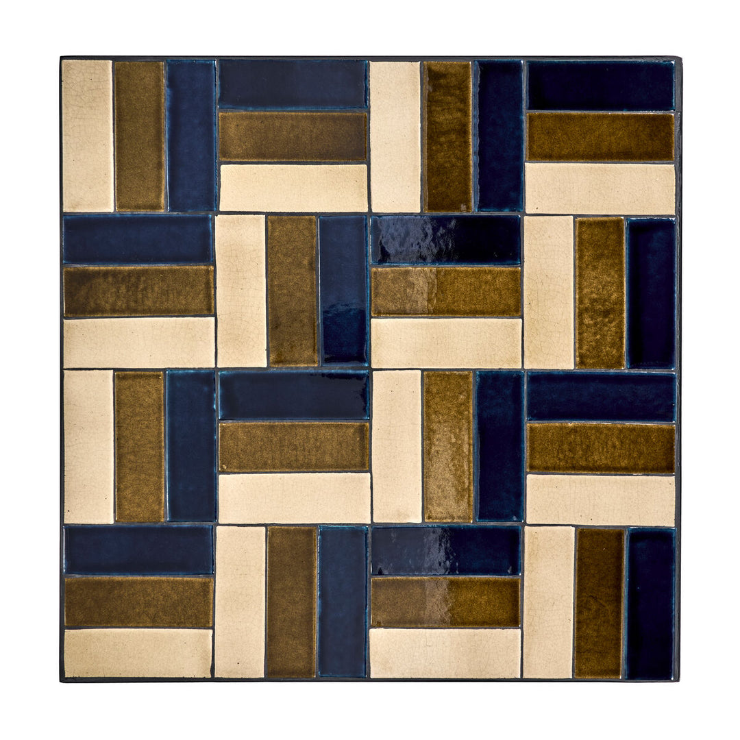 Coffee table, HDGeometric - brown, blue - 62 x 62 cm - Indoor