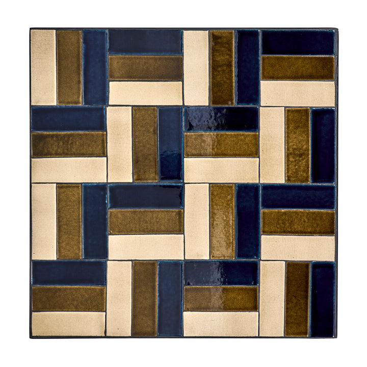 Coffee table, HDGeometric - brown, blue - 62 x 62 cm - Indoor
