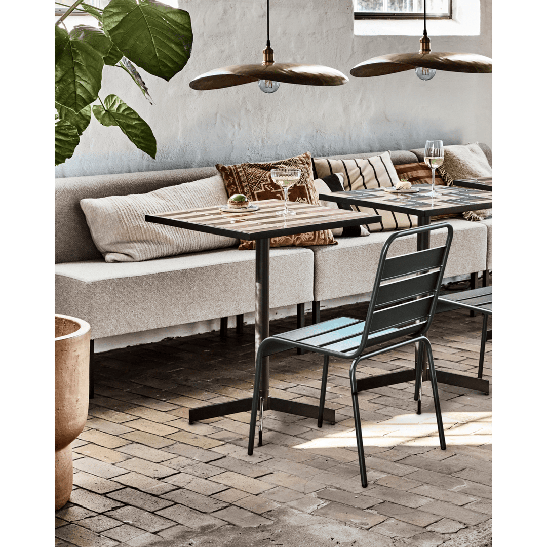 Cafe table, HDStripe - Dusty Rose;Beige - 62x62 cm - Indoor