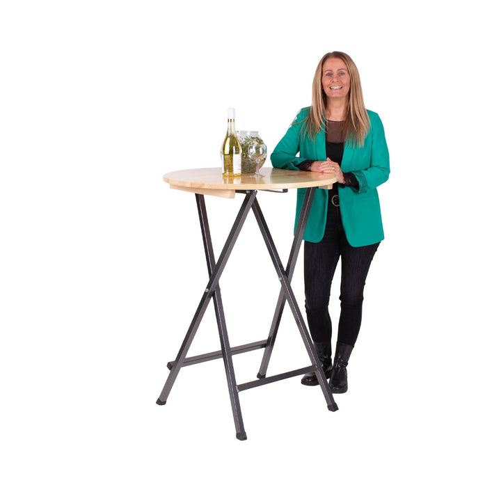 Wooden standing table - Ø77 cm - Foldable - Indoor/Outdoor