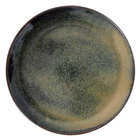 Flat plate - 27 cm - Green/brown stoneware - Min. 12 pcs.