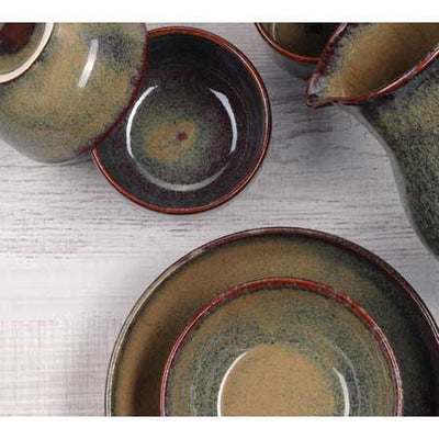 Deep plate - 21 cm - Green/brown stoneware - Min. 12 pcs.