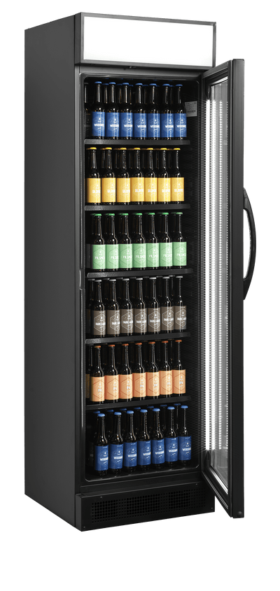 Sort display køleskab - Tefcold CEV425CP BLACK - 347 liter - 45 dB - 2,25 Kw/24 timer (med lystop)