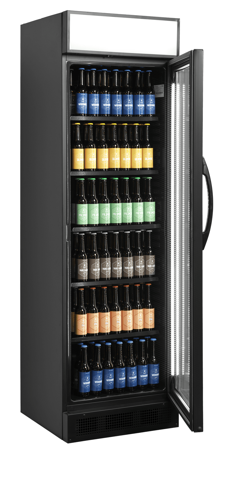 Sort display køleskab - Tefcold CEV425CP BLACK - 347 liter - 45 dB - 2,25 Kw/24 timer (med lystop)