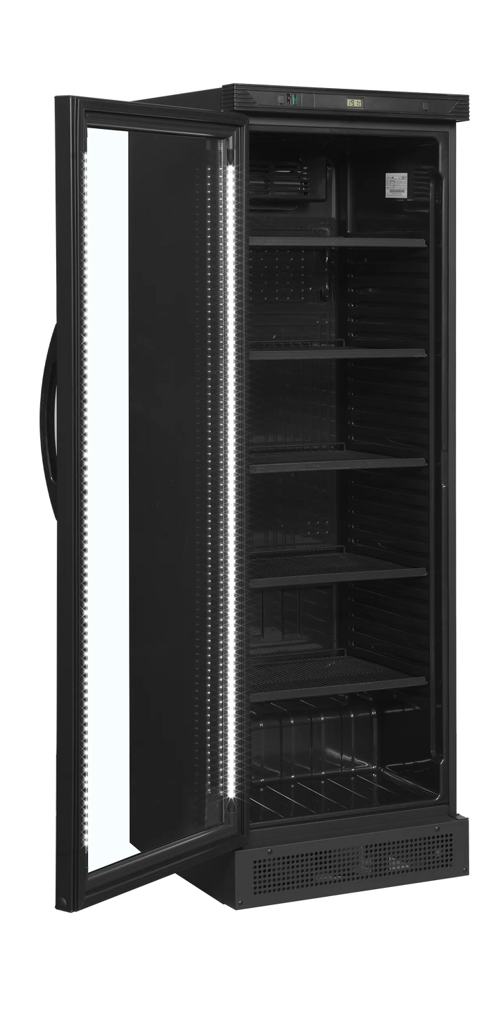 Venstrehængt display køleskab - Tefcold CEV425 BLACK L/H - 347 liter - 45 dB - 2,2 Kw/24 timer