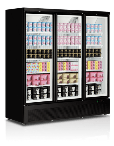 Tripple display fryser - Tefcold Atom Maxi F3DB - 1090 liter - 70 dB - 23,84 kW/24 timer