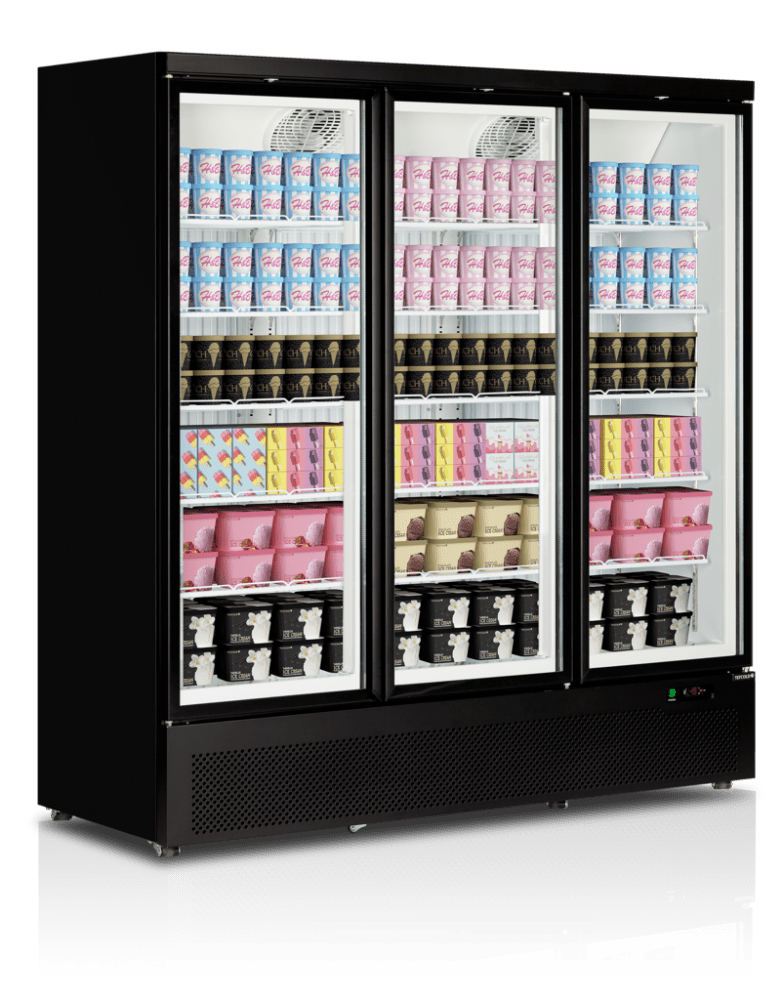 Tripple display fryser - Tefcold Atom Maxi F3DB - 1090 liter - 70 dB - 23,84 kW/24 timer