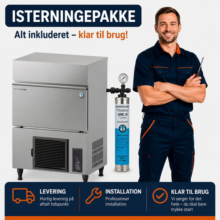 Hoshizaki IM-65PE - Isterningmaskine - 58 kg/døgnet - 26 kg magasin - Store isterninger