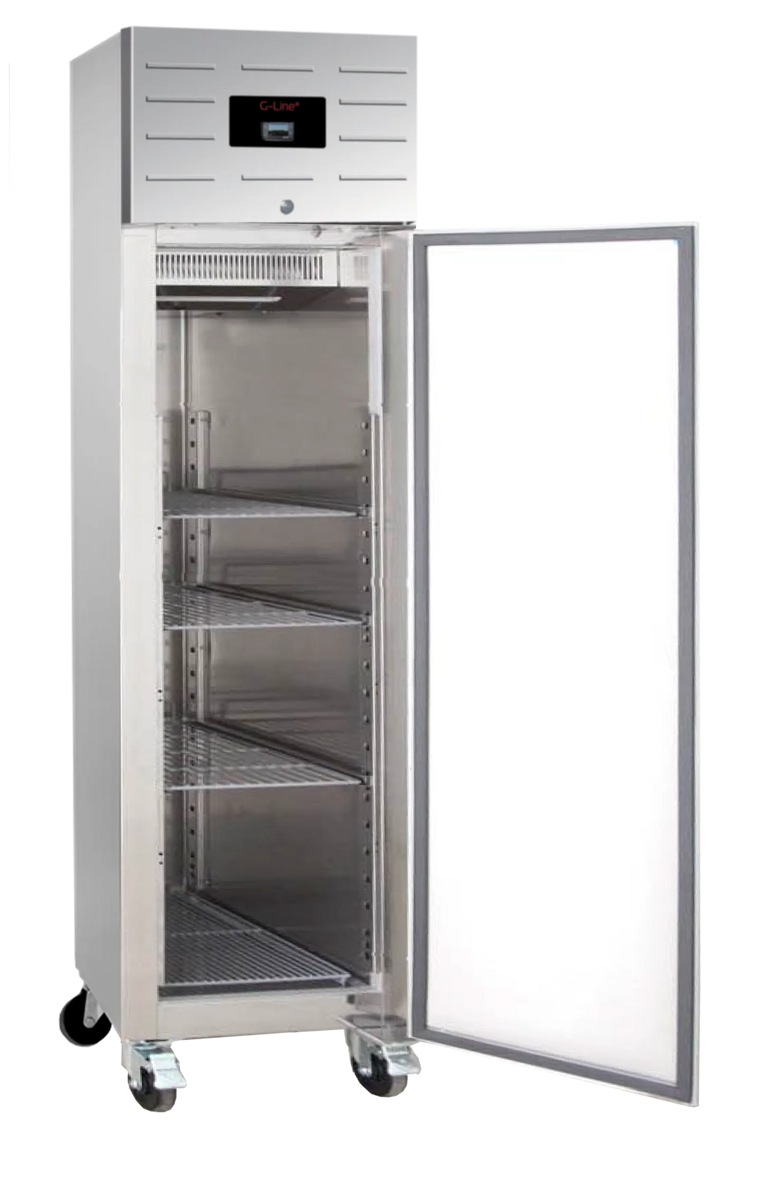 Smalt lagerkøleskab, SS201 stål - Tefcold GUC50 - 42 DB - 0,9 Kw/24 timer (GN 1/1)