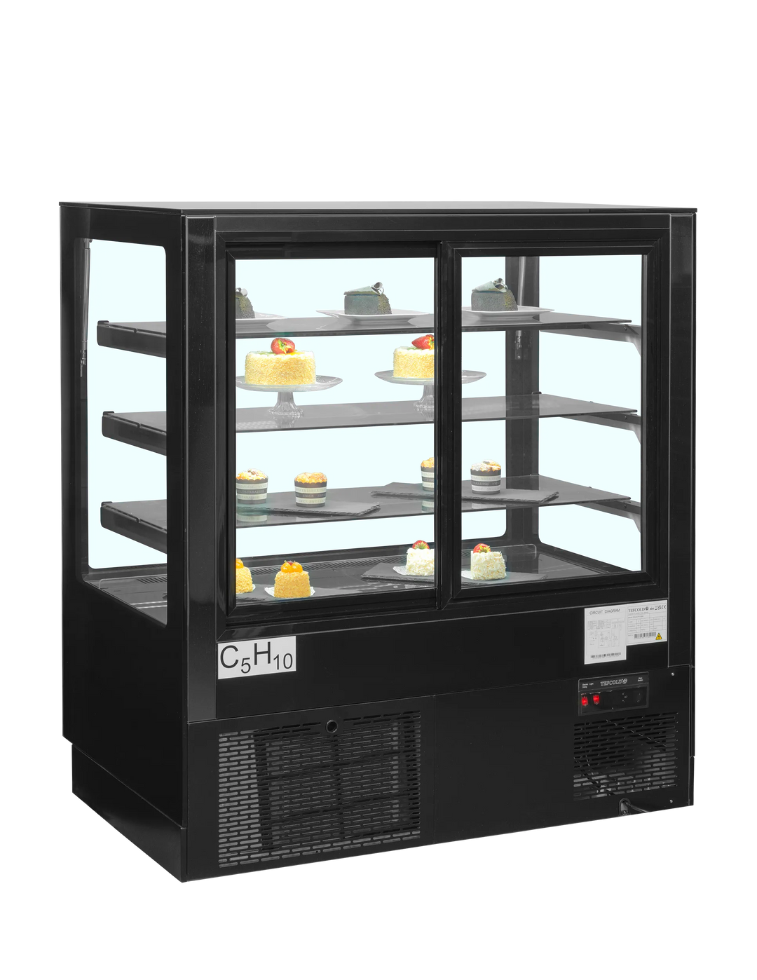 Refrigerated display counter with 3 shelves - Tefcold PDA3-CTF90B-1 - 5.31 kWh/24h
