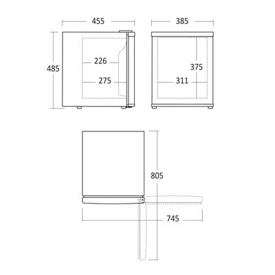 Minibar - MB 32 B - 32 liter - 22 dB - 0,247 Kw/24 timer (Lydløs)