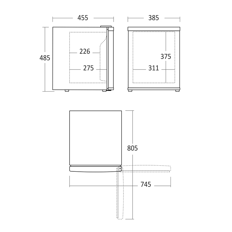 Minibar - MB 32 B - 32 liter - 22 dB - 0,247 Kw/24 timer (Lydløs)