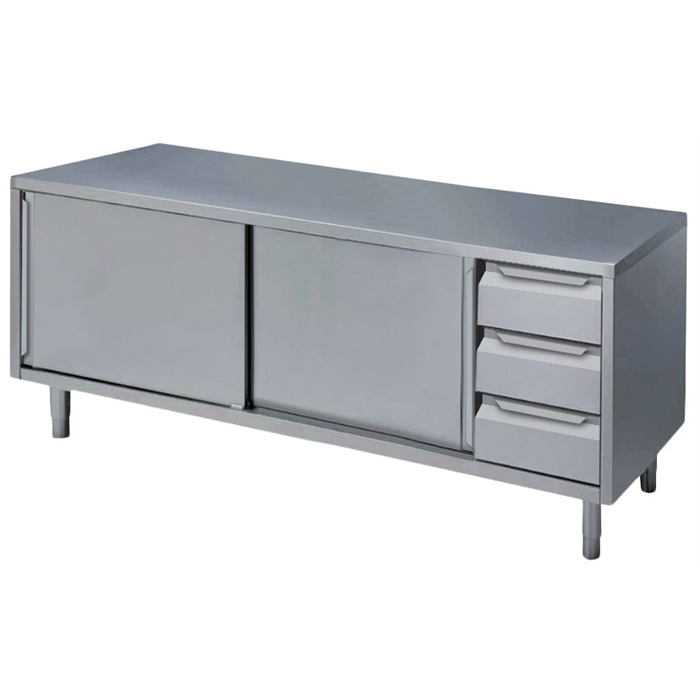 Zanussi arbejdsbord med skydelåger og tre skuffer i højre side - 160 cm