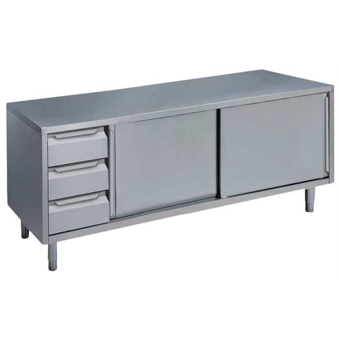 Zanussi arbejdsbord med skydelåger og tre skuffer i venstre side - 160 cm
