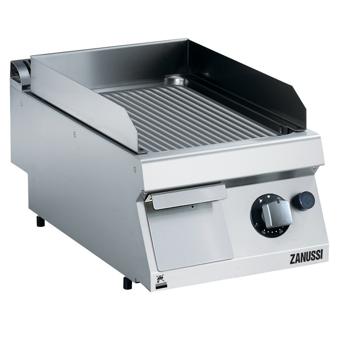 Zanussi EVO700 - Gas stegeplade - Naturgas/flaskegas - Mat krom rillet - 7 kW - 40 cm