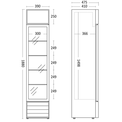 Display køleskab - Scancool SD 217 BE - 133 liter - 50 dB - 1,57 Kw/24 timer (med lystop)