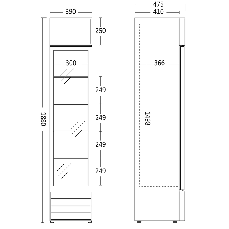 Display køleskab - Scancool SD 217 BE - 133 liter - 50 dB - 1,57 Kw/24 timer (med lystop)