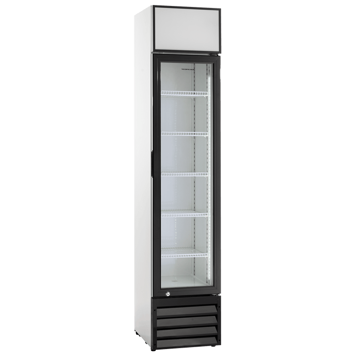 Smalt display køleskab med lystop - Scancool SD 217 E - 133 liter - 50 dB - 1,57 Kw/24 timer - 39 cm bred