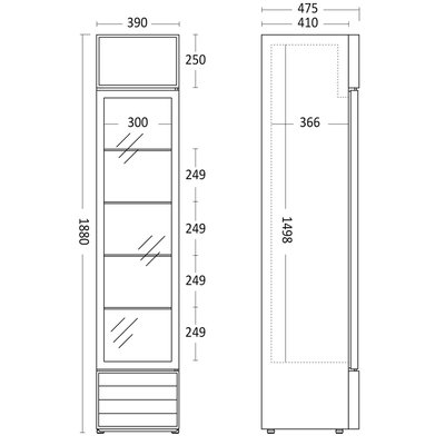Display køleskab - Scancool SD 217 E - 133 liter - 50 dB - 1,57 Kw/24 timer (med lystop)