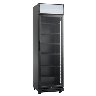 Sort display køleskab - Scancool SD 420 BE - 360 liter - 50 dB - 1,75 Kw/24 timer (Med lystop)