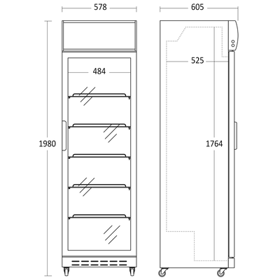 Sort display køleskab - Scancool SD 420 BE - 360 liter - 50 dB - 1,75 Kw/24 timer (Med lystop)
