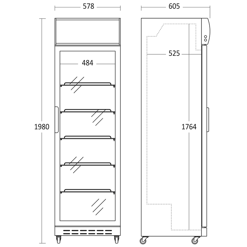 Sort display køleskab - Scancool SD 420 BE - 360 liter - 50 dB - 1,75 Kw/24 timer (Med lystop)