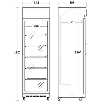 Display køleskab - Scancool SD 420 E - 360 liter - 50 dB - 1,75 Kw/24 timer (Med lystop)