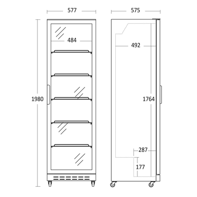 Sort køleskab med glaslåge - Scancool SD 430 BE - 360 liter - 50 dB - 1,95 Kw/24 timer