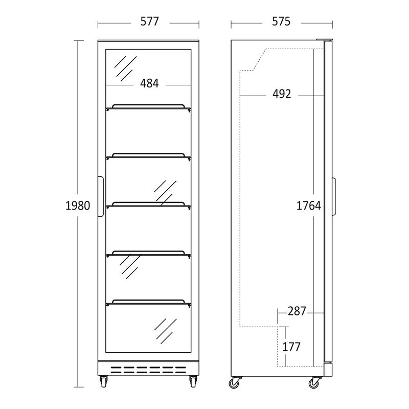 Sort display køleskab - Scancool SD 430 BE - 360 liter - 50 dB - 1,95 Kw/24 timer (PÅ LAGER I JUNI)