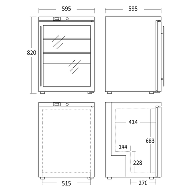 Scancool SK 145 GDE - Lille displaykøleskab - 145 liter - 1,26 Kw/24 timer - 38 dB