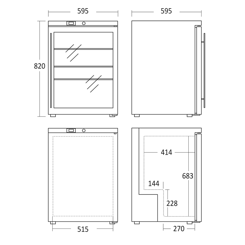 Scancool SK 145 GDE - Lille displaykøleskab - 145 liter - 1,26 Kw/24 timer - 38 dB