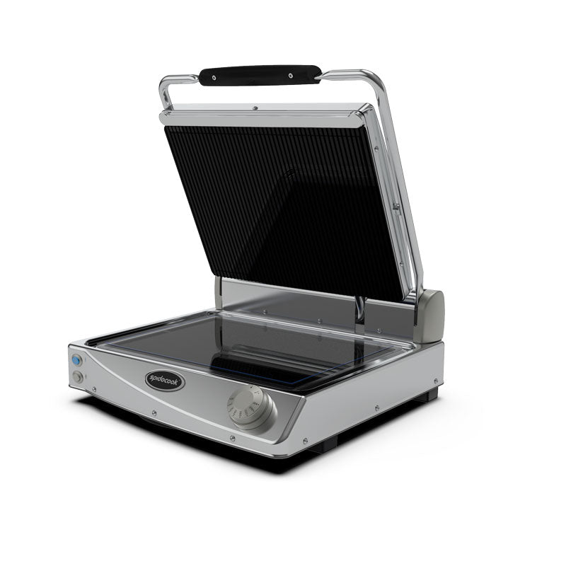 Spidocook POWER SP015PR - Glaskeramisk kontaktgrill - Medium - Rillet topplade - Manuel