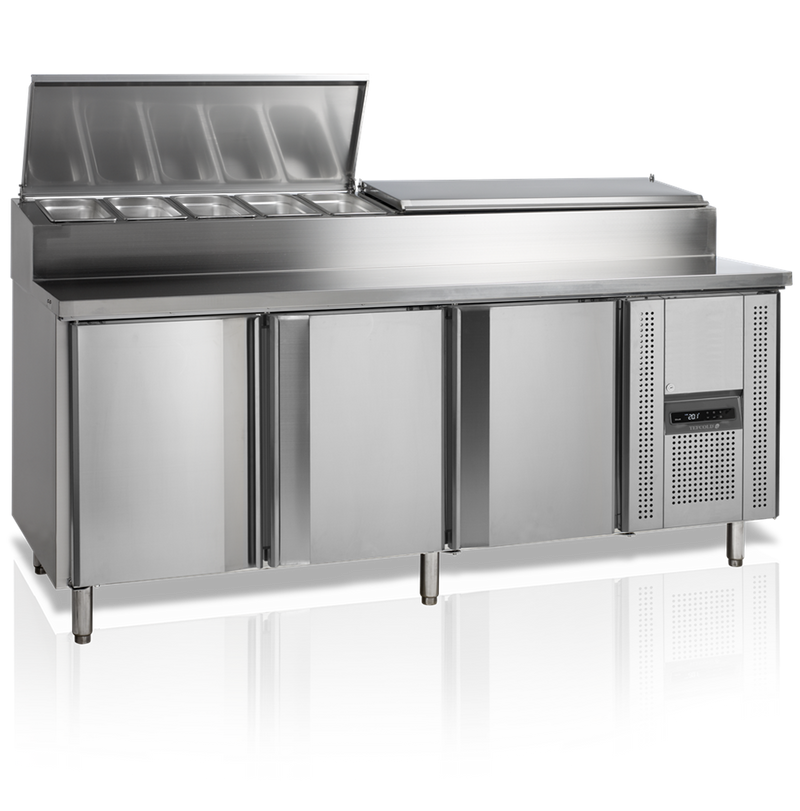 Sandwichbord med kølebrønd til GN 1/3 - Tefcold SS8300 - 497 liter - 3,2 kw/24 timer - 202 cm bred