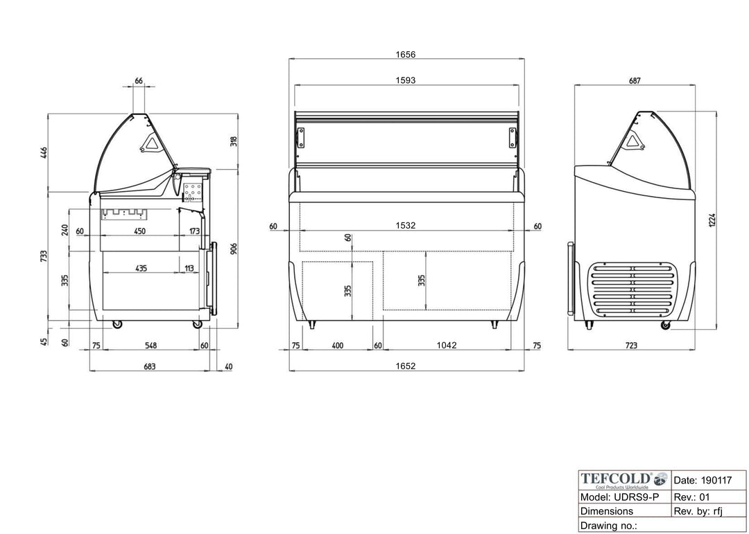 Tefcold UDRS9 isdisk - 9 x 5 liter - Vippelåg - Statisk