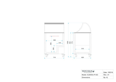 Tefcold IC201SC+SO isdisk - 4 x 5 liter - Skydelåg - Statisk
