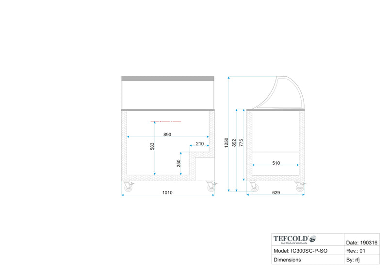 Tefcold IC301SC-SO isdisk - 7 x 5 liter - Skydelåg - Statisk