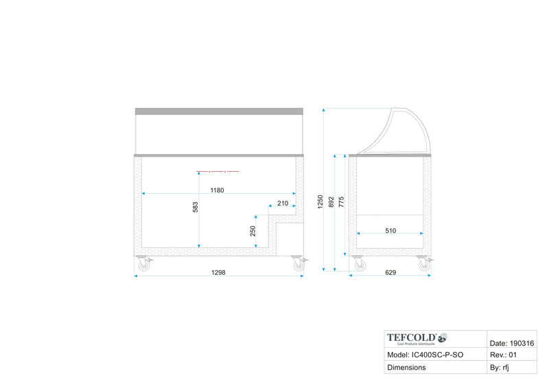Tefcold IC401SC-SO isdisk - 10 x 5 liter - Skydelåg - Statisk