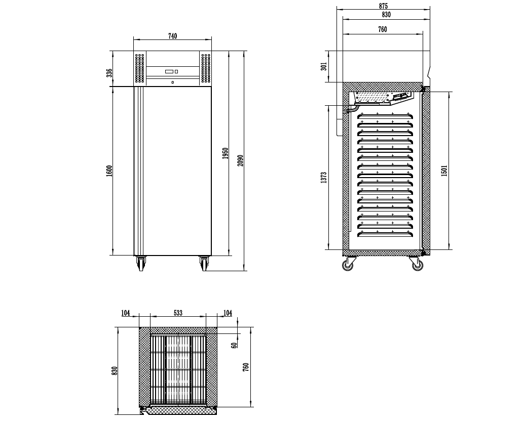 Lagerkøleskab - Tefcold RK710X1 - 46 DB - 0,72 kW/24 timer (GN 2/1)