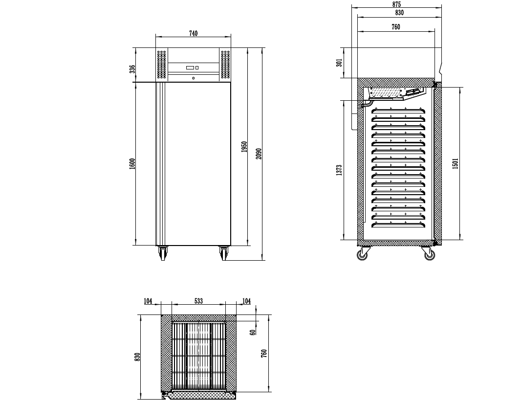 Lagerfryseskab - Tefcold RF710X1 - 48 DB - 3,22 KW/24 timer (GN 2/1)