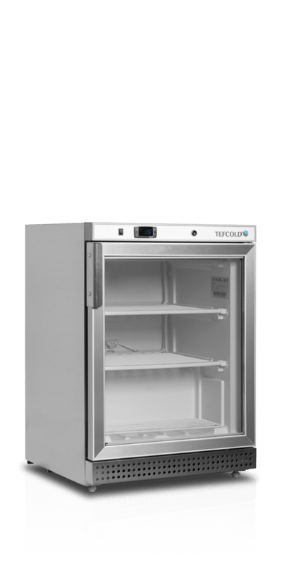 Mini display fryser i rustfrit stål - Tefcold UF200SG - 120 liter - 40 dB - 5,48 kW/24 timer (Statisk køl)