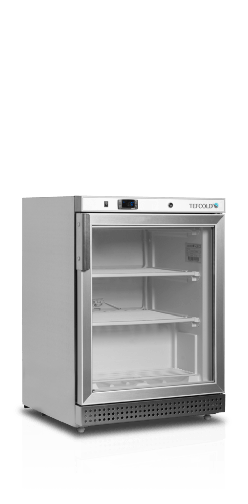 Mini display fryser i rustfrit stål - Tefcold UF200SG - 120 liter - 40 dB - 5,48 kW/24 timer (Statisk køl)