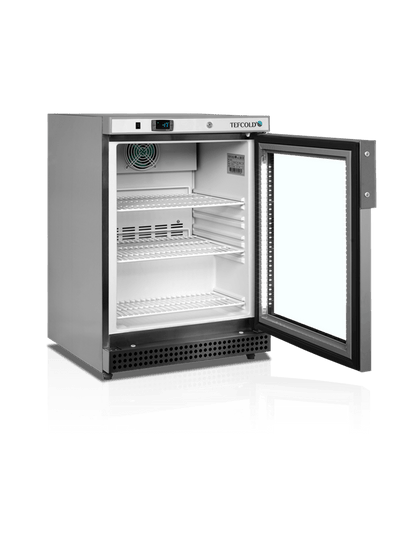 Mini display fryser i rustfrit stål - Tefcold UF200VSG - 120 liter - 40 dB - 6,21 kW/24 timer (Ventileret køl)
