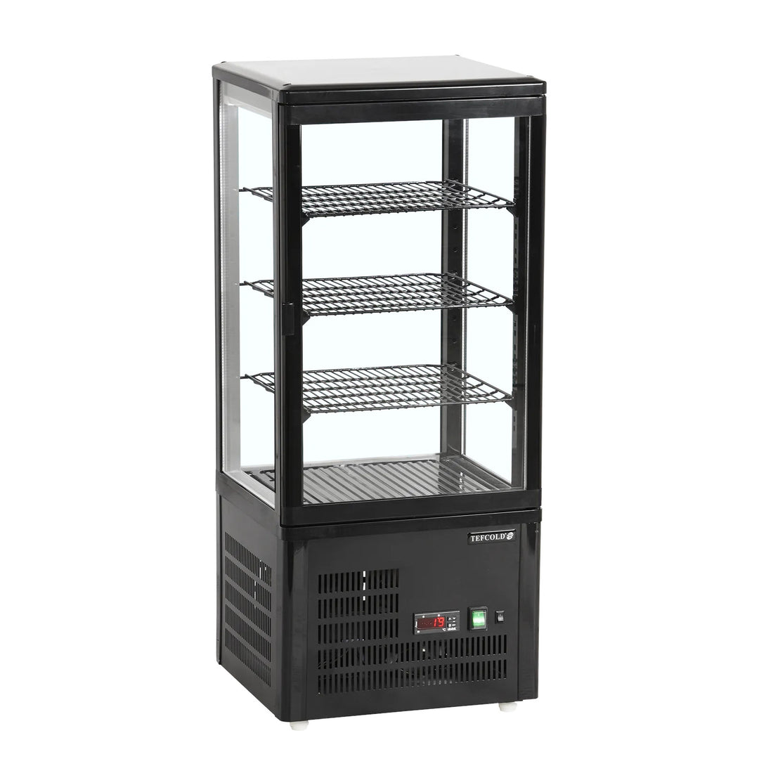 Black refrigerated case with 3 shelves - Tefcold UPD80-BLACK - 78 liters - 42 db - 1.9 kw/24 hours