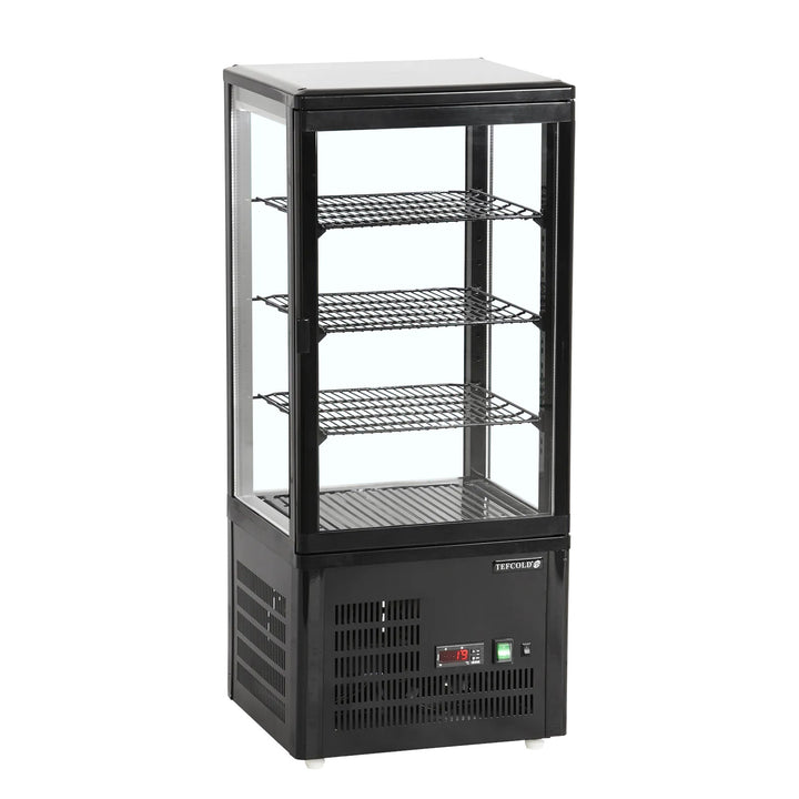 Black refrigerated case with 3 shelves - Tefcold UPD80-BLACK - 78 liters - 42 db - 1.9 kw/24 hours